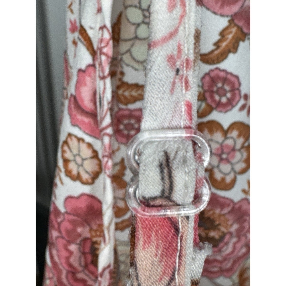 Pink Floral Spaghetti Strap Sundress XL Ruffle Hem Adjustable - Picture 6 of 8
